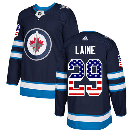 Adidas Jets #29 Patrik Laine Navy Blue Home Authentic USA Flag Stitched Youth NHL Jersey